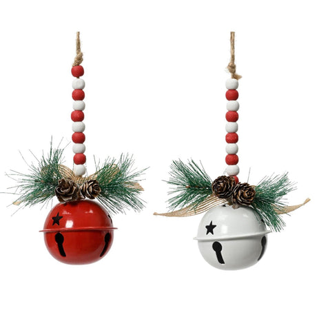 Decoris Weihnachts-Anhängeruhr aus Eisen ø6,5xh15cm 2-fach sortiert