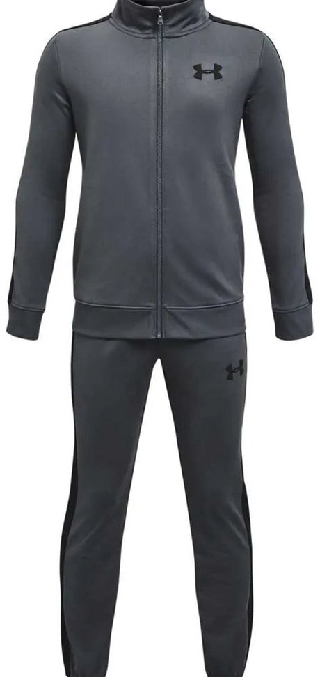Under Armour UA Rival Knit Track Suit – grauer Jungen-Trainingsanzug – Pechgrau – Schwarz