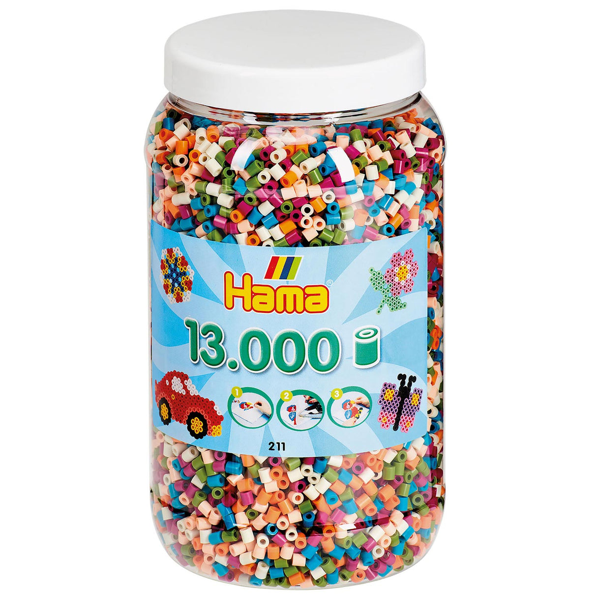 Hama strijkkralen in pot - mix (58), 13.000st.