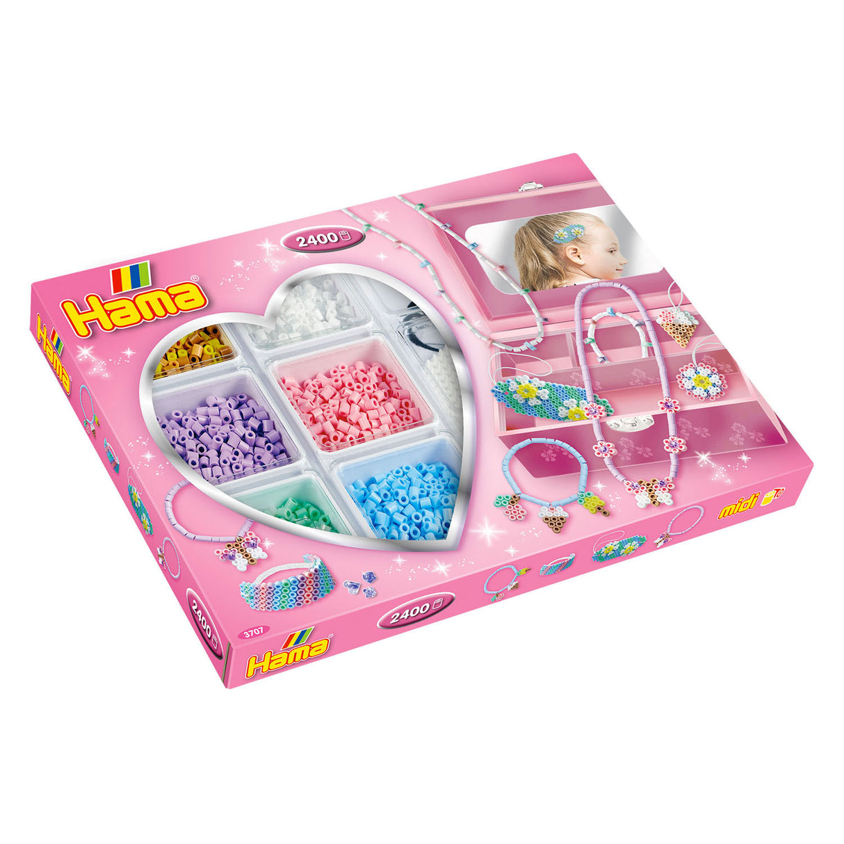 Hama Ironing Bead Set Bijoux Rose Rose, 2400ST.