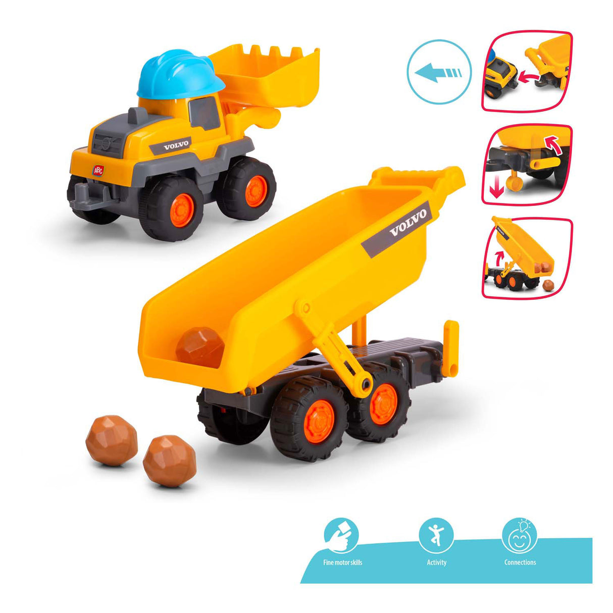 Dickie Simba - ABC - Tracey Trailer - Bagger - Muldenkipper - Volvo - Licht und Ton - ab 1 Jahr