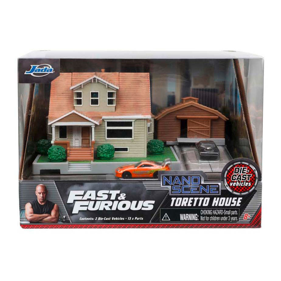 Jada spielt Jada Fast Furious Nano Doms Hausdiorama mit Fahrzeugen