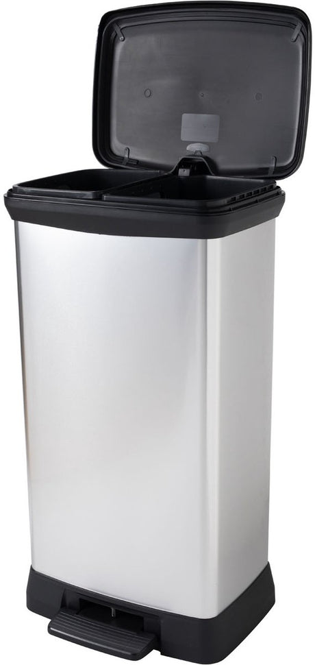 Curver decobin duo waste bin - 23l+23l - rectangular - metallic