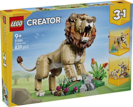 Lego Creator 3in1 Wildtiere: majestätisches Löwenspielzeug für Kinder mit Tierfiguren 31386