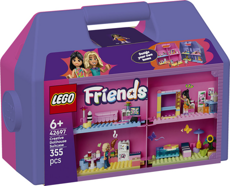 LEGO Friends kreatives Puppenhaus, Koffer, Puppenhaus mit Puppenspielzeug für Kinder 42697