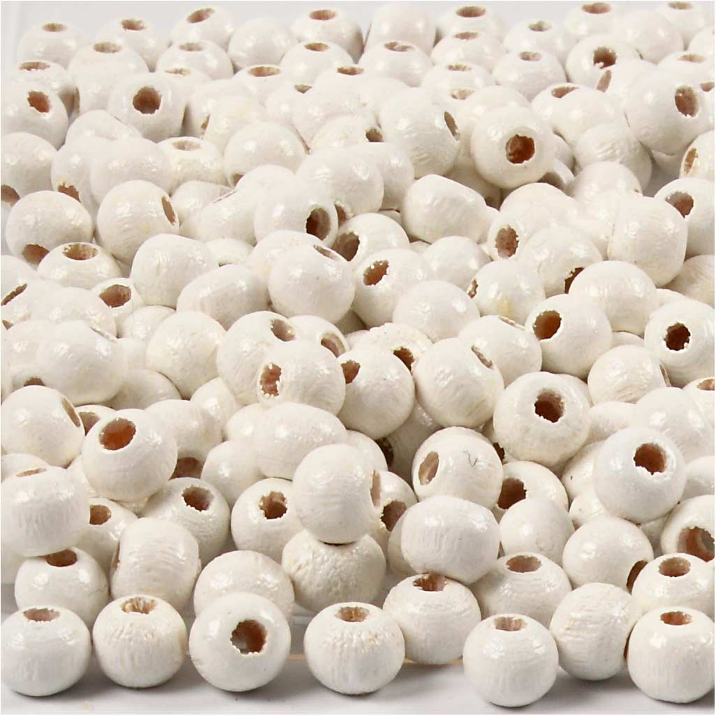 Creativ Company Holzperlen, D 5 mm, Lochgröße 1,5 mm, ca. 150 Stück, weiß, 6 g 1 Box