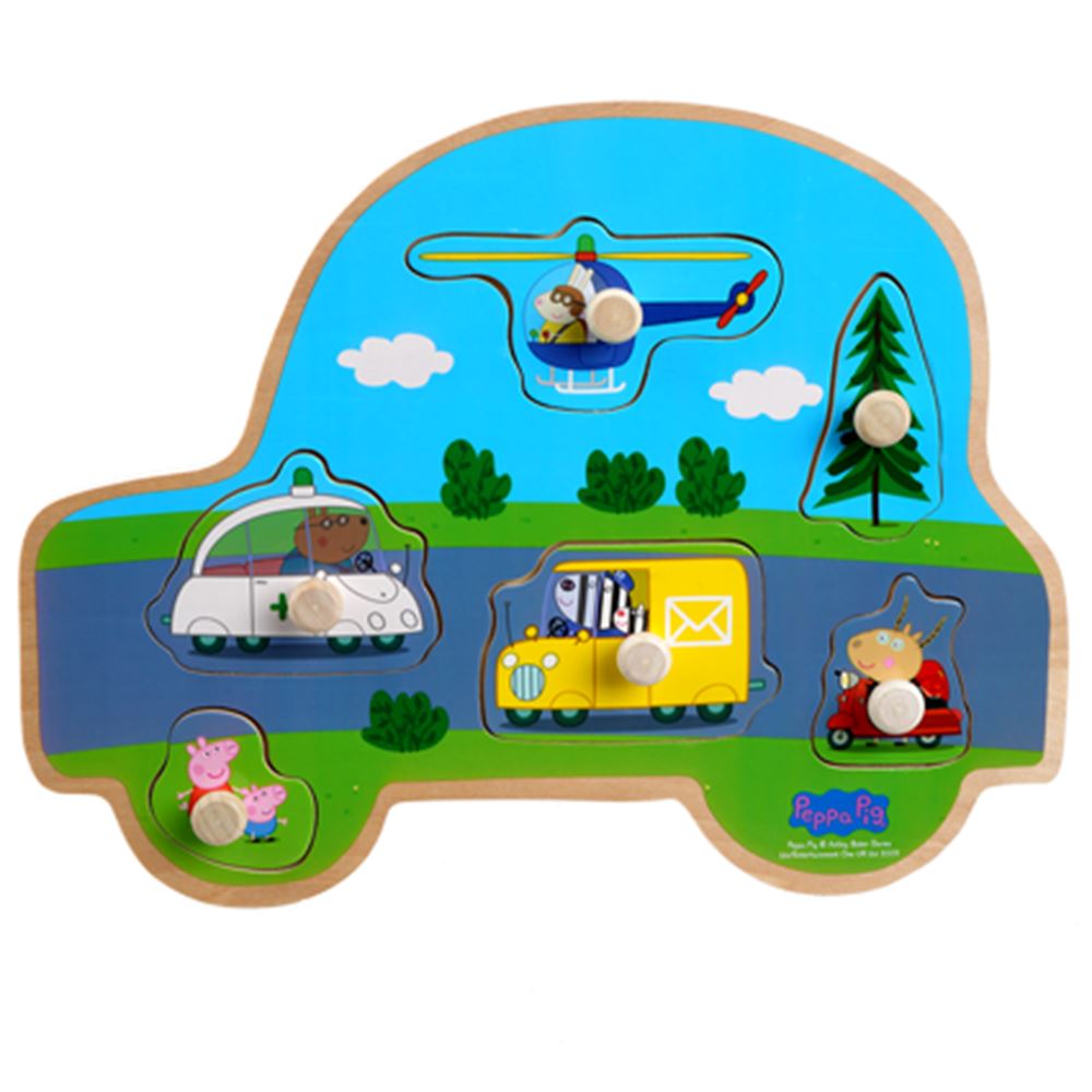 Peppa Pig Holzknopfpuzzle. Transport. 3+