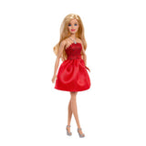 Barbie Mattel Modepuppe zum 80-jährigen Jubiläum – rubinrotes Kleid mit silbernen Akzenten