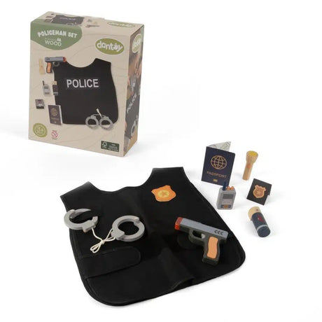 Dantoy Holz-Polizei-Set Spielzeug 8-teilig für Kinder.