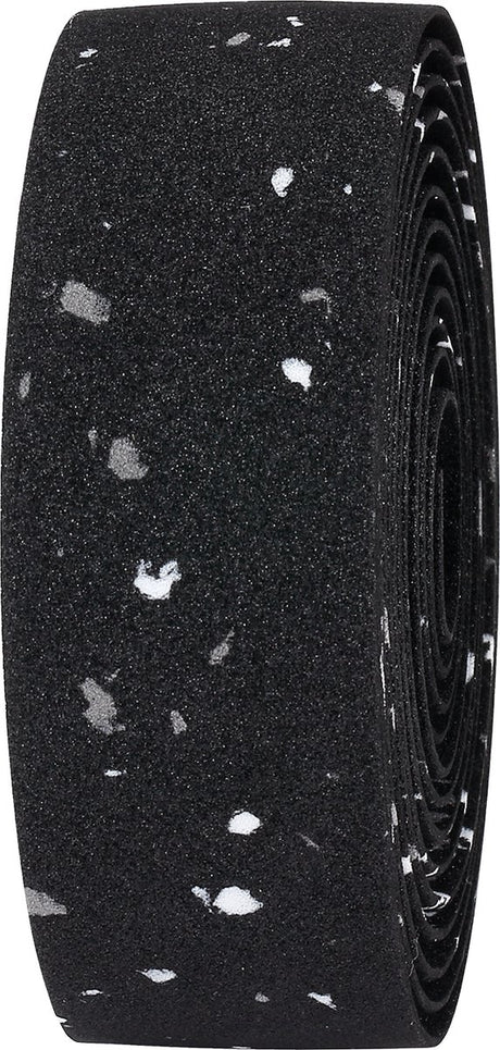 Bbb cycling stuurlint racefiets - zelfklevend stuurtape met stretch materiaal - antislip - lengte: 200cm - dikte: 2mm - inclusief stuurdoppen - zwart gespikkeld eco - raceribbon bht-01eco