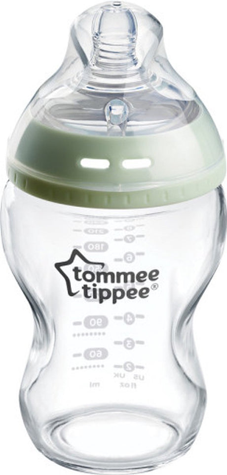 Tommee Tippee Natural Start Glas-Babyflasche – Set mit 1 x 250 ml Babyflasche – niedrige Durchflussrate 0 m+