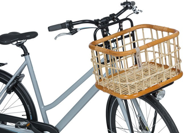 Basil Green Life - Rattan Bicycle Basket - Large - First - Natural Brown