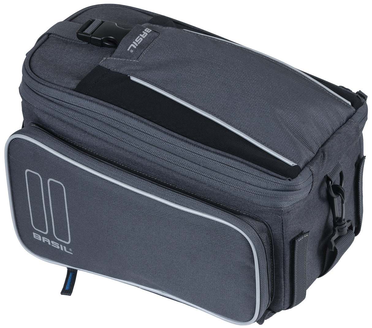 Basil Sport Design Trunkbag-Gray Bicycle Bagagaagragertas, 7-15L, hydrofuge, pour le vélo régulier et le vélo électrique