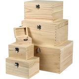Creativ Company Set Holzkisten, H: 5+7+9+11+13+15 cm, L: 8+11,8+15,8+20+24+27,7 cm, B: 5,8+8,8+12+15+18+21 cm, 6 Stück 1 Set