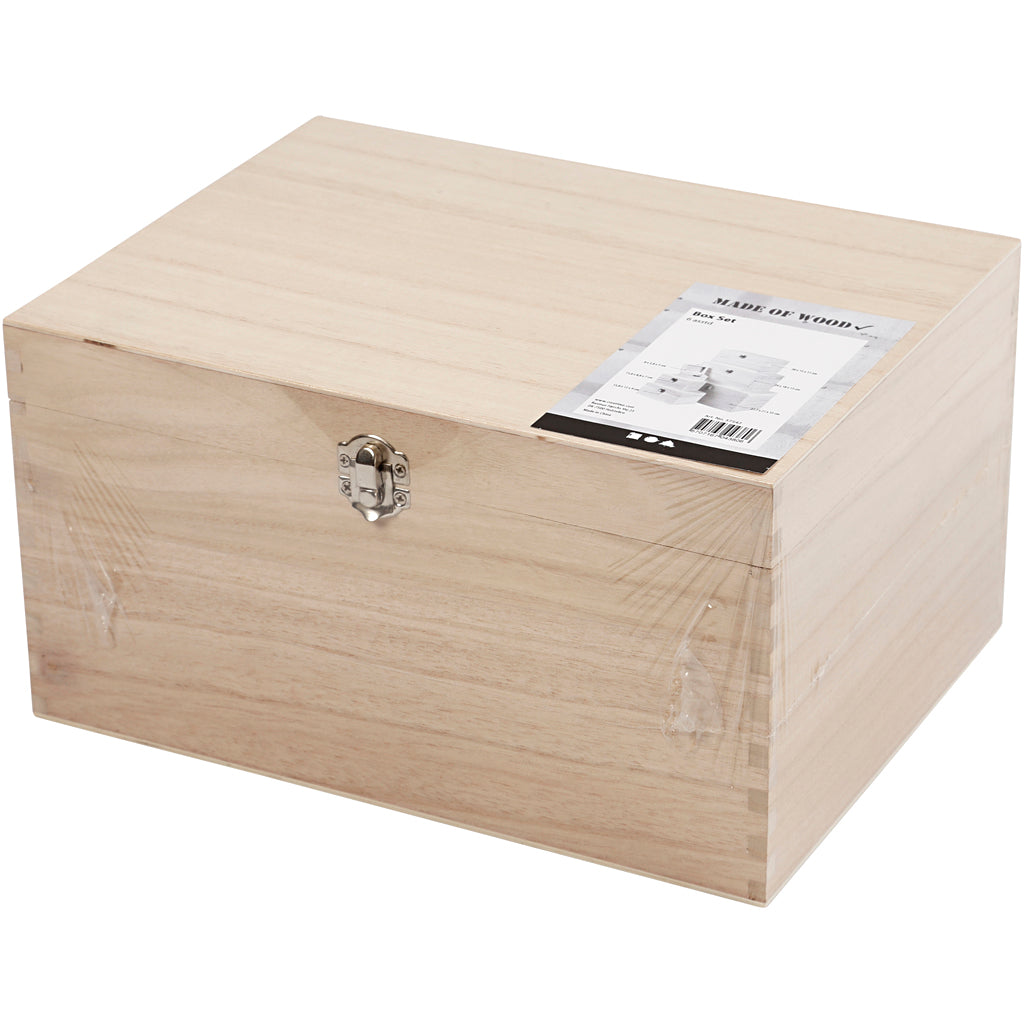 Creativ Company Set Holzkisten, H: 5+7+9+11+13+15 cm, L: 8+11,8+15,8+20+24+27,7 cm, B: 5,8+8,8+12+15+18+21 cm, 6 Stück 1 Set