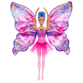 Tanzende und flatternde Barbie-Puppe – magische Schmetterlingsflügel