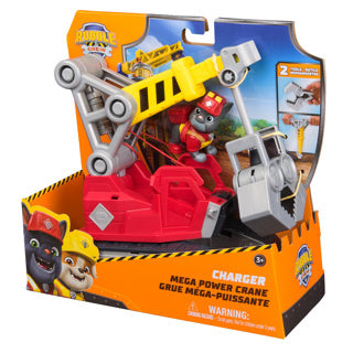 Mega-Grabkran von Rubble Crew Chargers, Spielzeug-LKW mit Ladegerät-Figur und 2 abnehmbaren Werkzeugen, Paw Patrol-Spielzeug