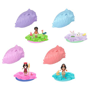 Mattel Disney Vaiana Ocean Shell Reveal mit kleiner Überraschungspuppe – mit formbarem Sand und Zubehör