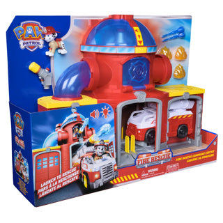 Paw Patrol – Feuerwache-Spielset – mit Marshall-Figur, Feuerwehrauto, Licht, Werfer und Soundeffekten