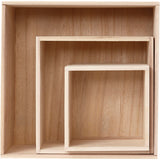 Creativ Company Showboxen, quadratisch, H: 15x15+21,5x21,5+28x28 cm, T: 12,5 cm, 3 Stück 1 Set