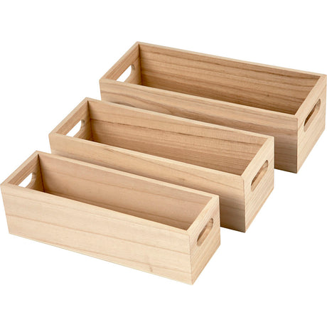 Creativ Company Aufbewahrungskisten, H: 6,5-7,5 cm, L: 22+23,5+25 cm, B: 6,5+7,5+8,5 cm, 3 Stück 1 Set