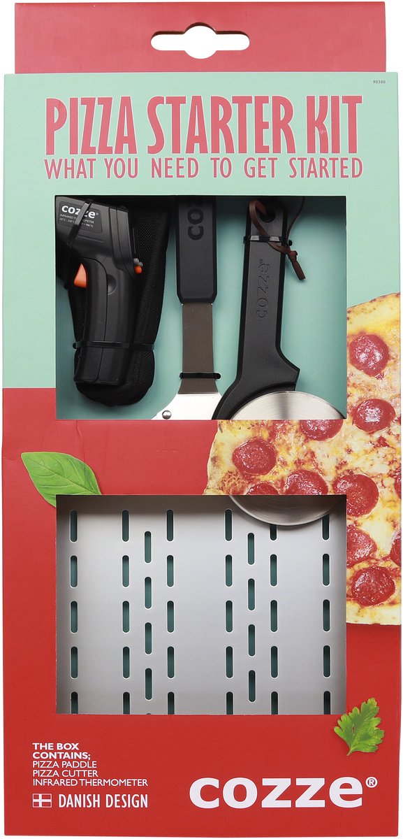 Cozze® Geschenkset mit Pizzaschieber, Thermometer-Pizzaschneider, 3-teilig