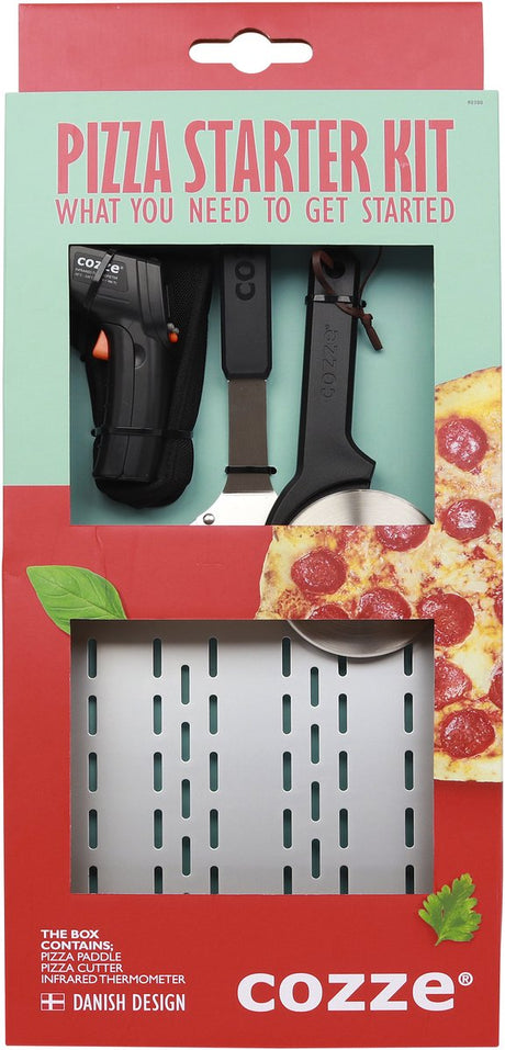 Cozze® Geschenkset mit Pizzaschieber, Thermometer-Pizzaschneider, 3-teilig