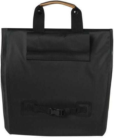 Basil Urban Urban Dry Shopper impermeable Comprador de bicicletas, detalles de cuero vegano, cierre ajustable, reflexión, negro mate