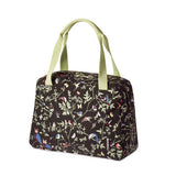 Basil Wanderlust Carry All Bag Black Bicycle Hand Bag With Colorful Bird Print