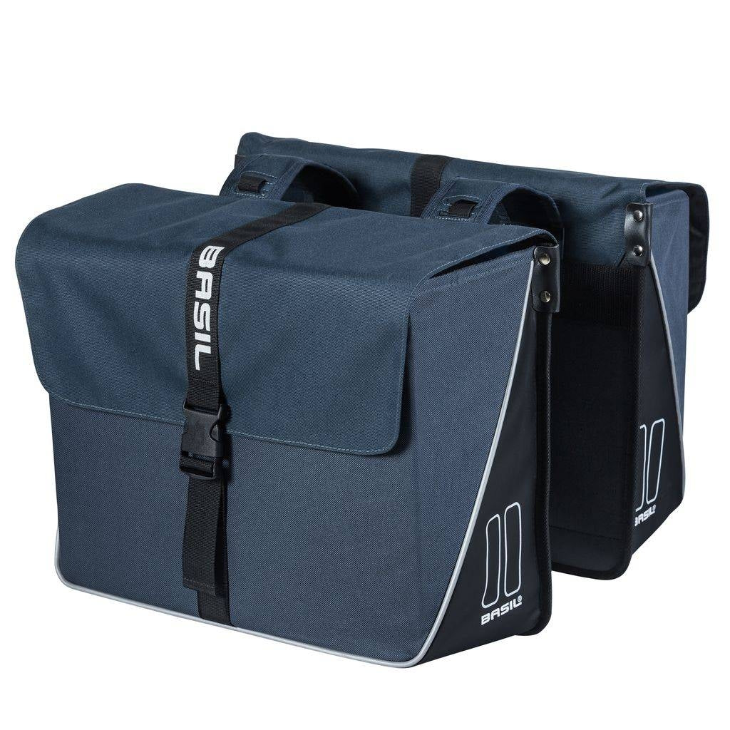 Basil Forte dubbele fietstas, waterafstotend, navy blauw zwart, 35L