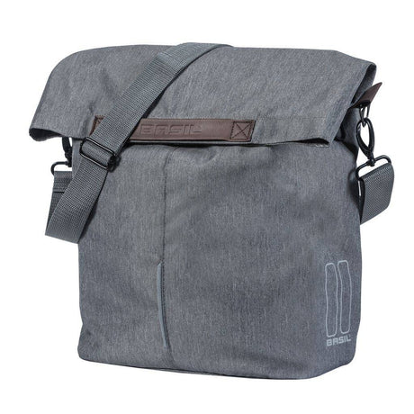 Basil City Shopper Bicycle Shopper, Gray Melee, 14-16L, Vegan Leder, Furening Funging, Reflexe