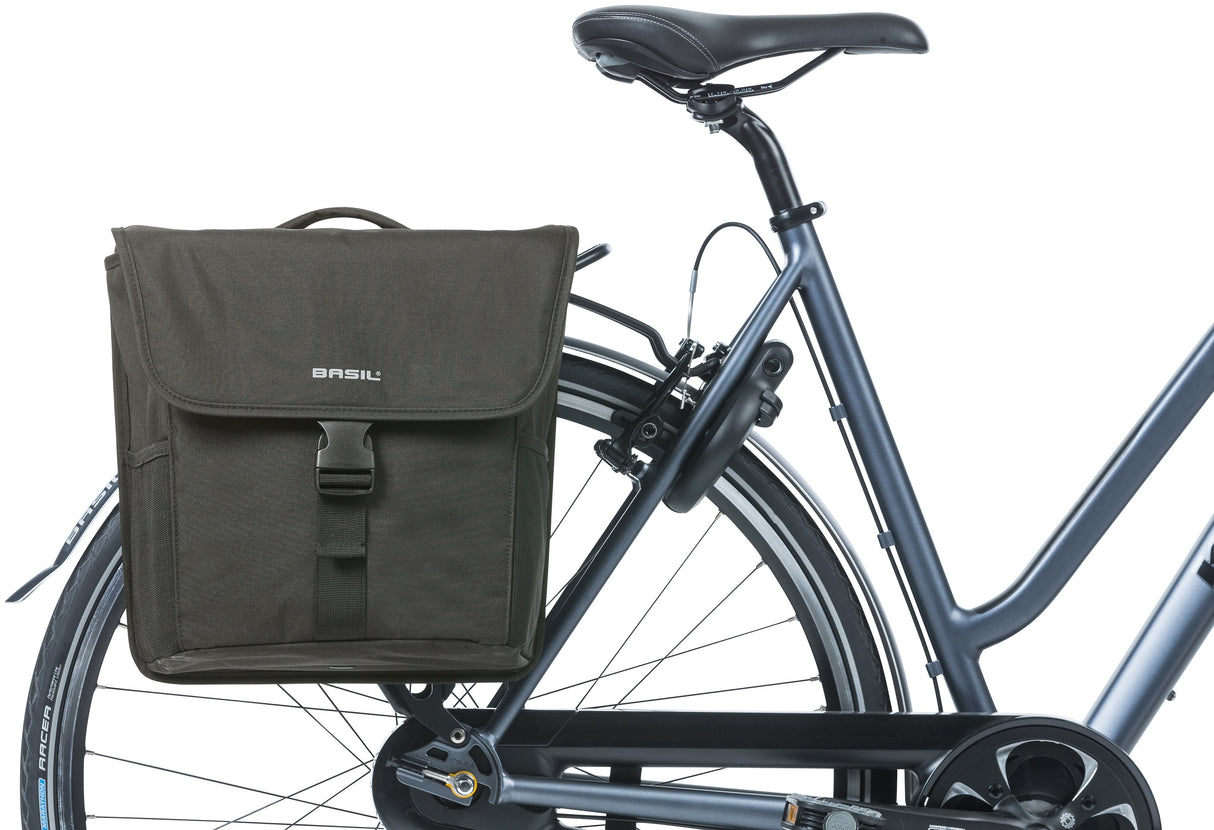 Basil GO-Double Bag Mik, bolsa de bicicleta doble, negro, 32L, adecuado para portadores de portadores de sistemas MIK