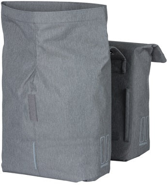 Basil City Double Bicycle Sac gris, hydrofuge, adapté aux vélos électriques, réfléchissant, 28-32L