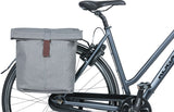 Basil City Double Bicycle Bag Gray, Water Repellent, Egnet for e-sykler, reflekterende, 28-32L