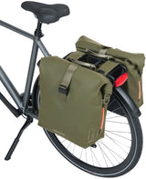 Basil Soho Double Bicycle Bag Nordlicht - Waterproof luggage carrier bag for electric bicycle - Green