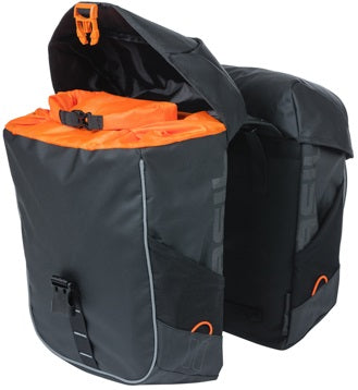 Basilikum Miles Tarpaulin - Doppelfahrradbeutel, wasserdicht, 34 l, Schwarzorange