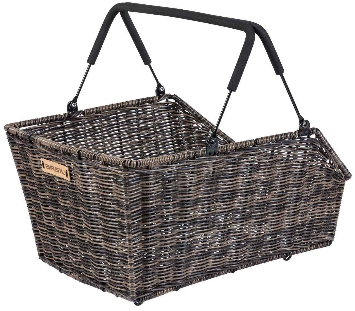 Basil Cento Rattan Multi System Bicycle Basket na zadní straně hnědé