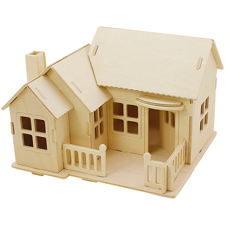 Creativ Company 3D-Holzbaukasten, Haus mit Terrasse, Maße 19x17,5x15, 1 Stück