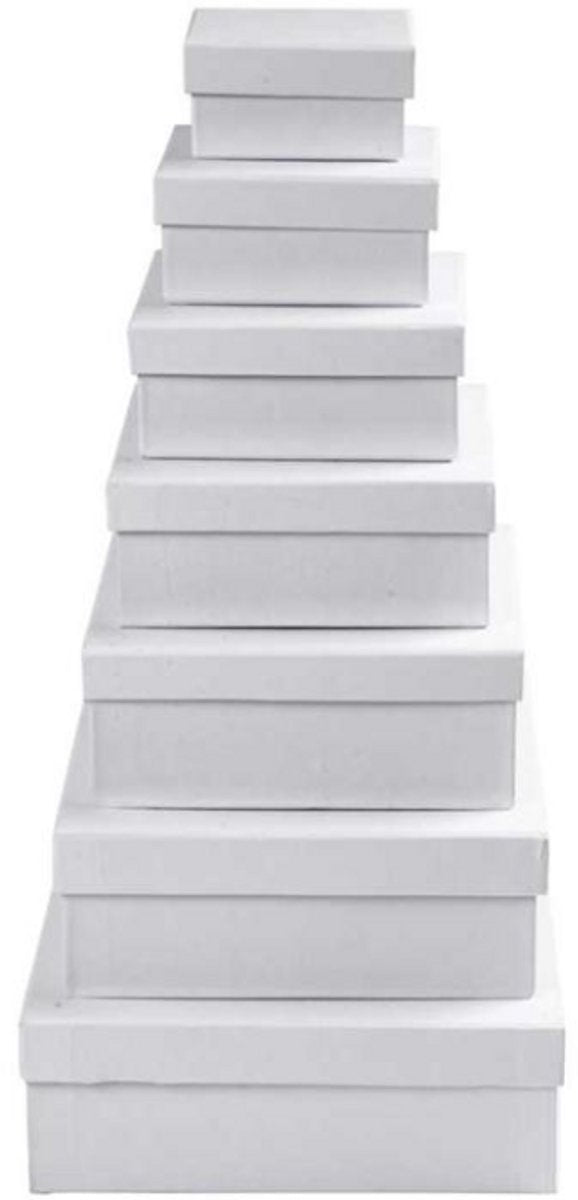 Kreativunternehmen https: www.cchobby.nl quadratische Boxen-Größe 9x9x4-5-11x11x5-0-13x13x5-5-15x15x6-0-17x17x6-5-19x19x7-0-21x21x7-5-cm-weiß-7-teilig-1-Set