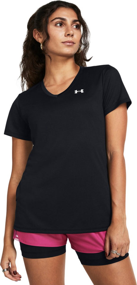 Under Armour Tech SSV – Solid-Blk Damen-Sportshirt – Schwarz – Weiß