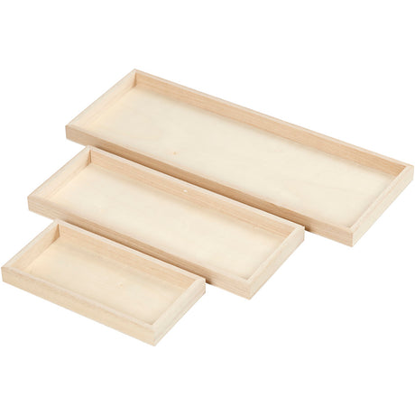Creativ Company Tabletts, L: 20+30+40 cm, B: 10+12+15 cm, 3 Stück 1 Box