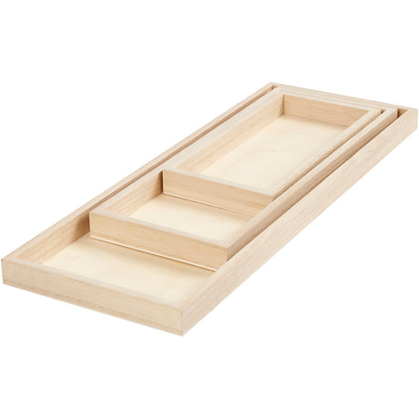 Creativ Company Tabletts, L: 20+30+40 cm, B: 10+12+15 cm, 3 Stück 1 Box