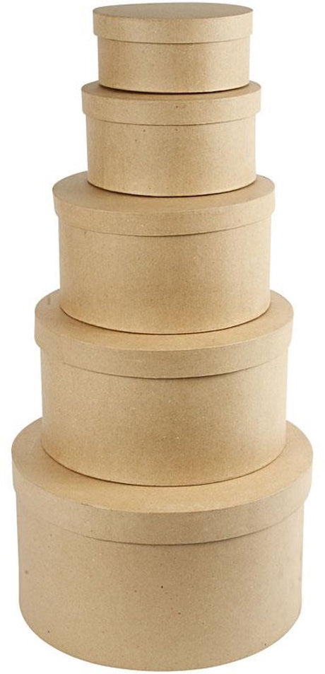 Creativ Company runde Hutschachteln, H: 8+10+13+15+19 cm, T 16,5+18,5+24+28,5+35,5 cm, 5 Stück 1 Set
