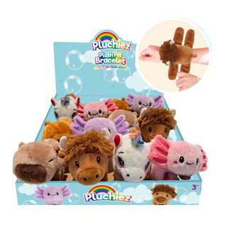 Pluchiez pluche klaparmband pluche groot 6 assorti | 12 stuks