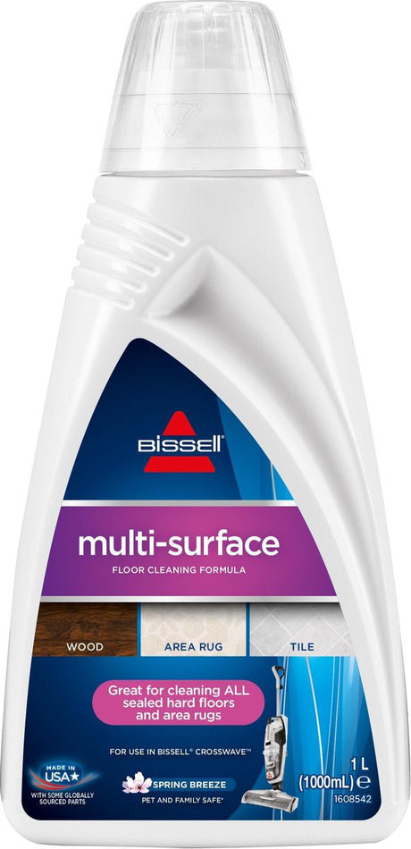Bissell multisurface 1l - reinigingsmiddel voor crosswave spinwave - moeiteloze vuilverwijdering - frisse geur - sneldrogend streepvrij - voor hout, laminaat, tegels vinyl - 1789l