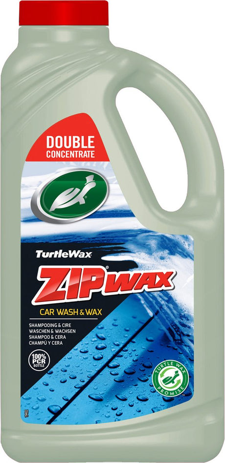 Turtle Wax Zip Wax Shampoo – doppelt konzentriert – reinigt gründlich, glänzt und fügt Wachs hinzu – streifen- und fleckenfreies Finish – 10 ml in 5 Liter Wasser – 1 Liter