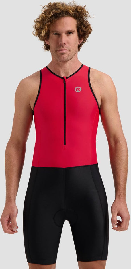 Rogelli florida dames en heren trisuit - mouwloos - zwart rood