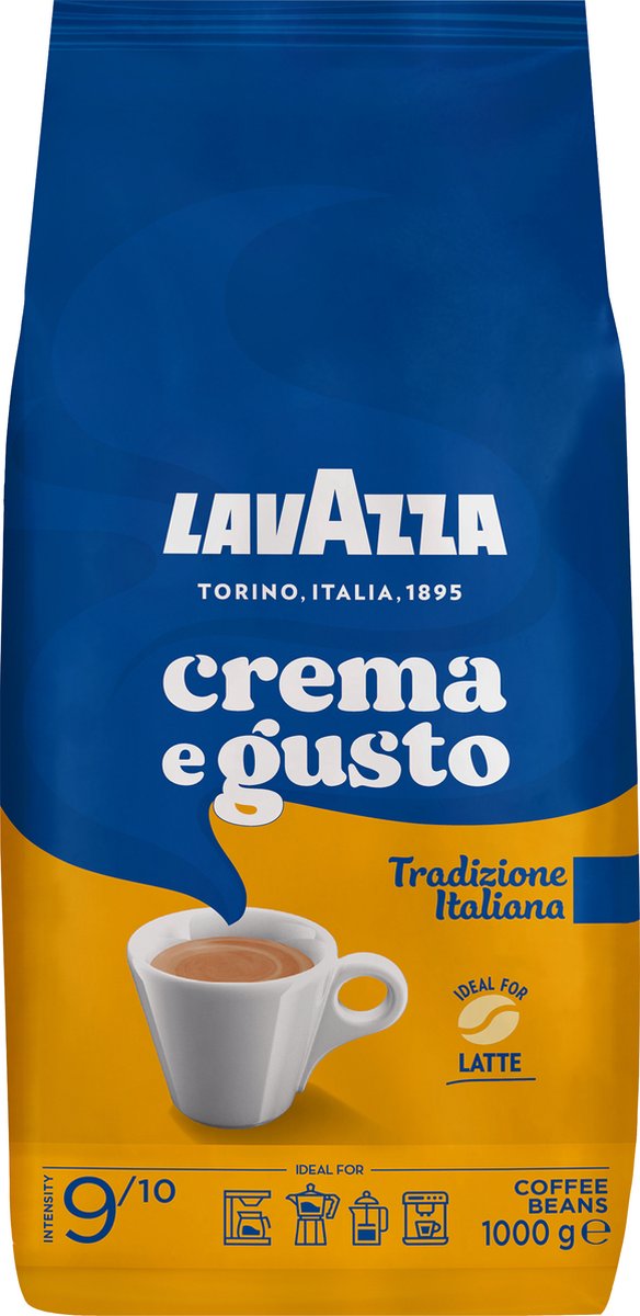 Lavazza Crema e Gusto Tradizione Kaffeebohnen – Kaffeemischung aus Robusta- und Arabica-Bohnen – Intensität 9 10 – 1 kg