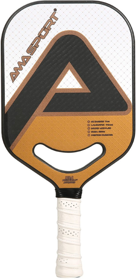 Ama Sport Pickleball-Schläger PP001-3 kW Weißgold – 3 Karat Carbon – 20 mm Kern – Aero-Duraedge Air Dynamic Throat –