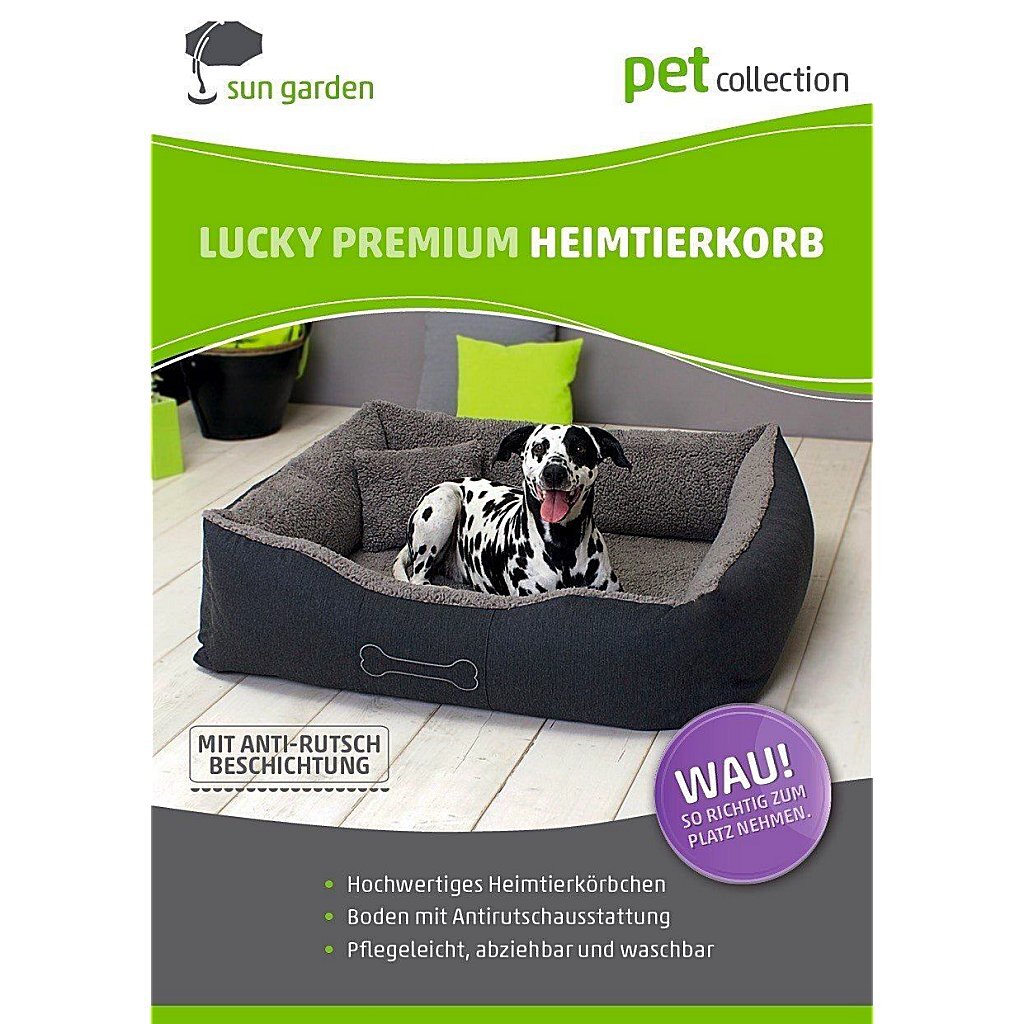 Sun Garden Luxus-Hundebett Lucky + Kissen 59x67x20 cm braun beige